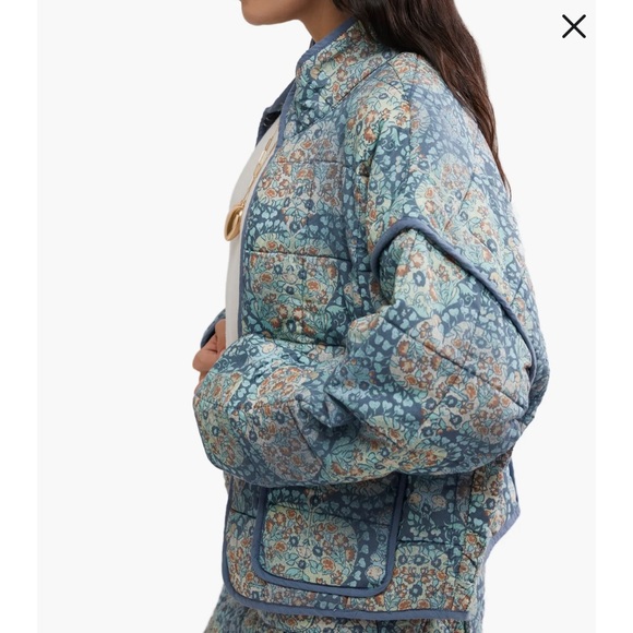 Free People Women's Chloe Cotton Floral Quilted Jacket Size XS - Picture 3 of 10